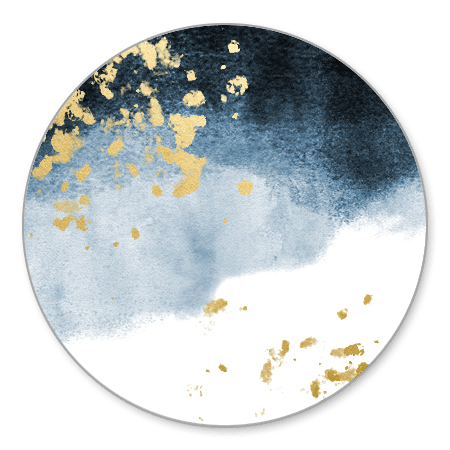 Blauwe waterverf met gouden spetters